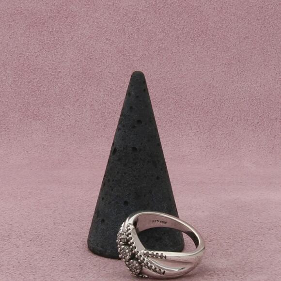 zales sterling silver diamond crossover ring size 6.5 - Picture 3 of 3